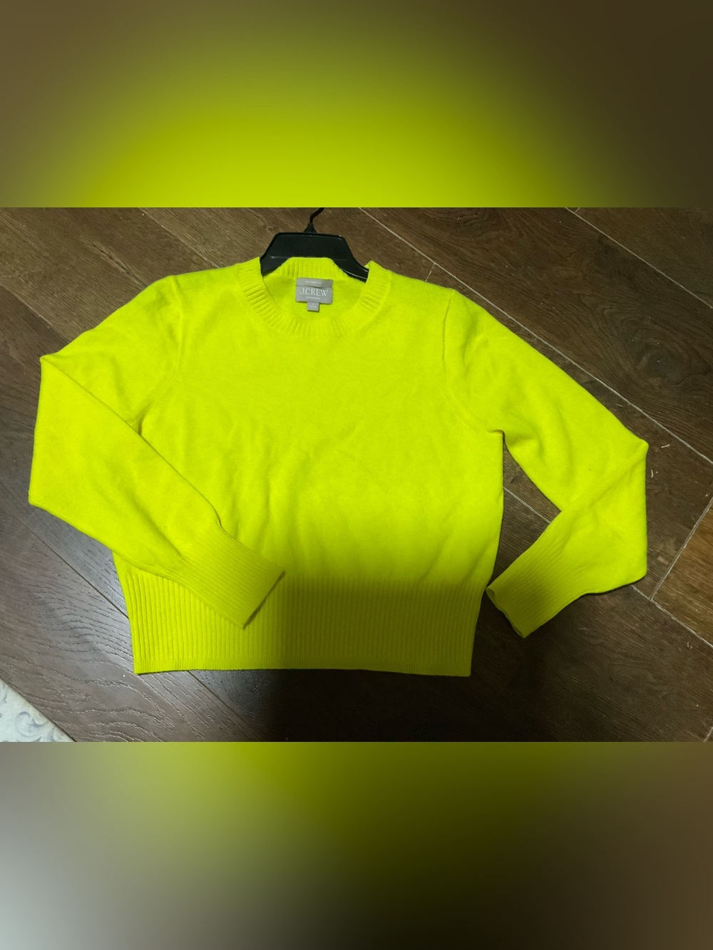 J. Crew Women's Neon Lime Crewneck Sweater Cashmere